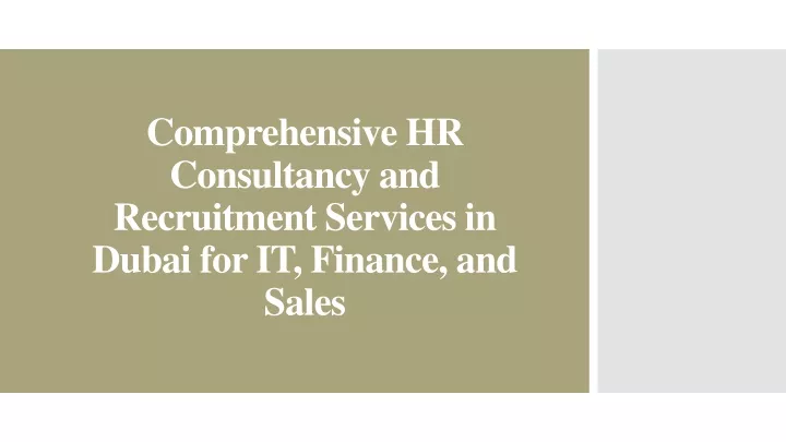 comprehensive hr consultancy and recruitment services in dubai for it finance and sales