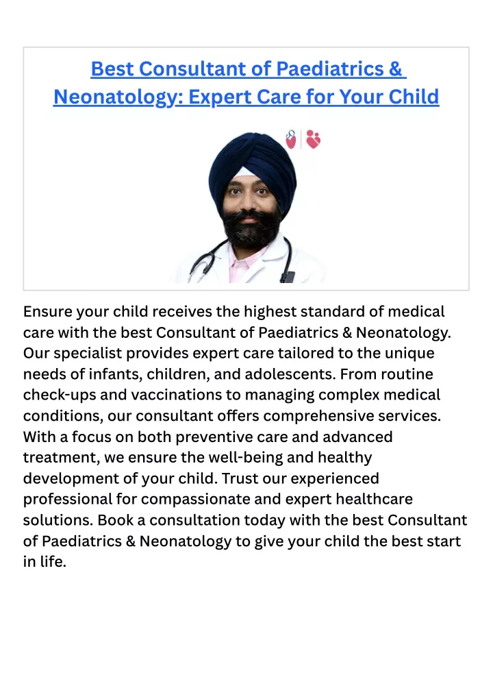 best consultant of paediatrics neonatology expert