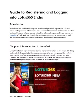 Guide to Registering and Logging into Lotus365 India