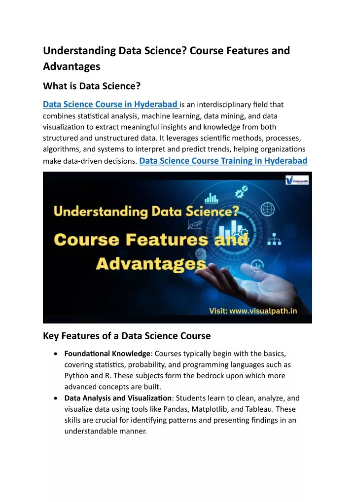 understanding data science course features