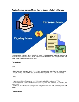 Payday loan vs. personal loan How to decide what’s best for you