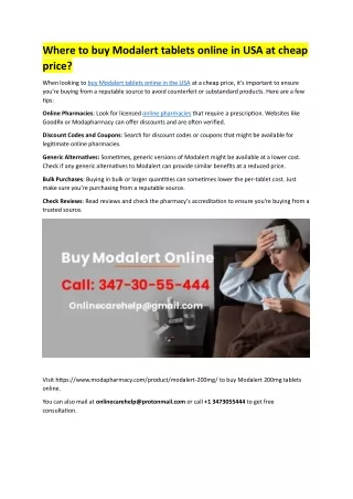 Where to buy Modalert tablets online in USA at cheap price