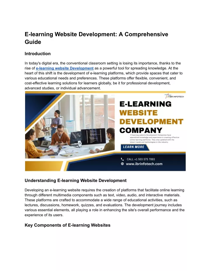 e learning website development a comprehensive