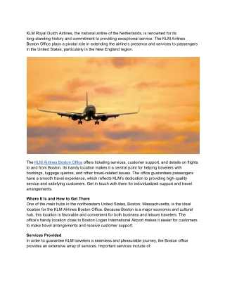 KLM Airlines Boston Office