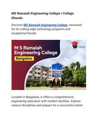 MS Ramaiah Engineering College I College Dhundo