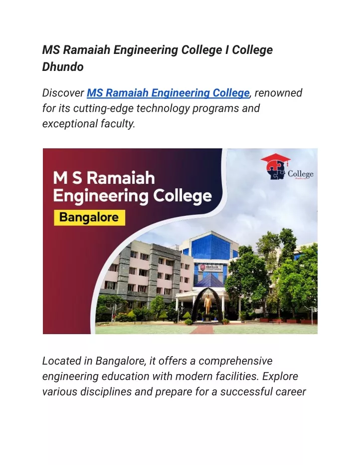 ms ramaiah engineering college i college dhundo