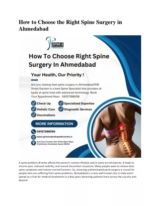 How to Choose the Right Spine Surgery in Ahmedabad