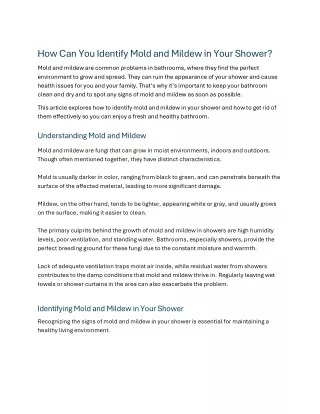How Can You Identify Mold and Mildew in Your Shower