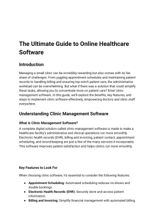 The Ultimate Guide to Online Healthcare Software