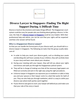 Divorce Lawyer in Singapore Finding The Right Support During A Difficult Time