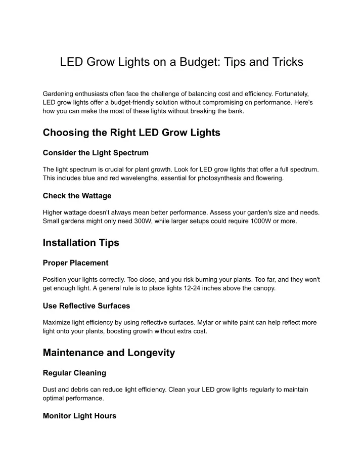 led grow lights on a budget tips and tricks