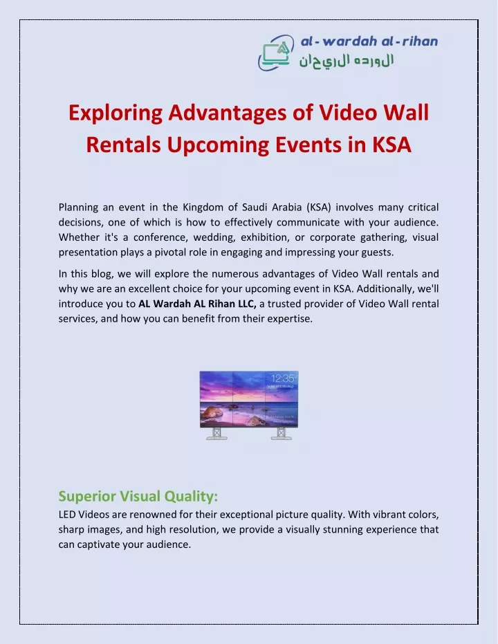 exploring advantages of video wall rentals