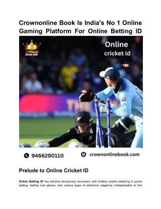 Crownonline Book Is India's No 1 Online Gaming Platform For Online Betting ID