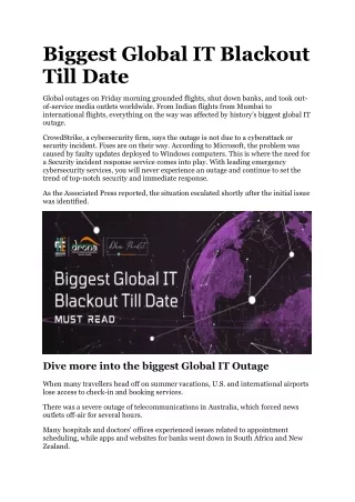 Biggest Global IT Blackout Till Date