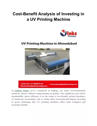 Cost-Benefit Analysis of Investing in a UV Printing Machine