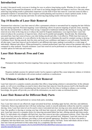 How to obtain Long-Lasting Results