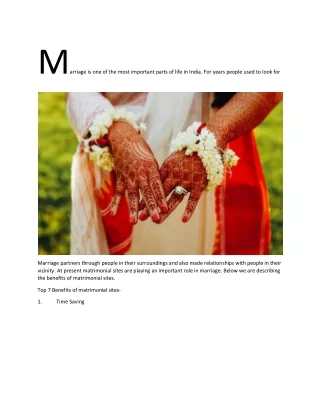 7 benifits of Matrimonial sites for indian parents