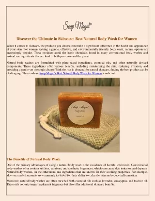 Discover the Ultimate in Skincare Best Natural Body Wash for Women