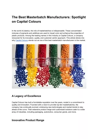 The Best Masterbatch Manufacturers_ Spotlight on Capital Colours