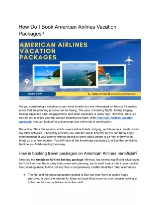How Do I Book American Airlines Vacation Packages