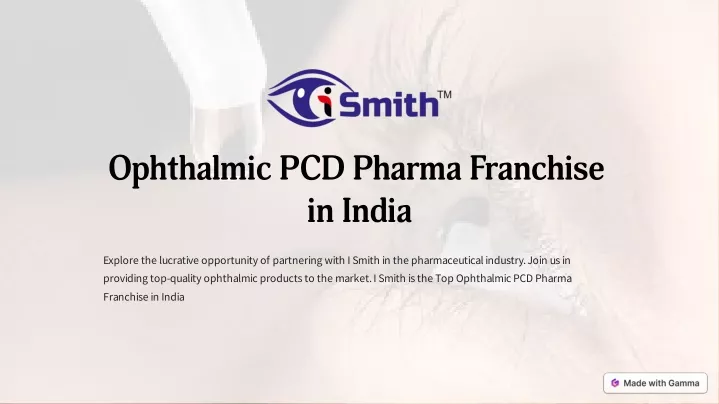 ophthalmic pcd pharma franchise in india