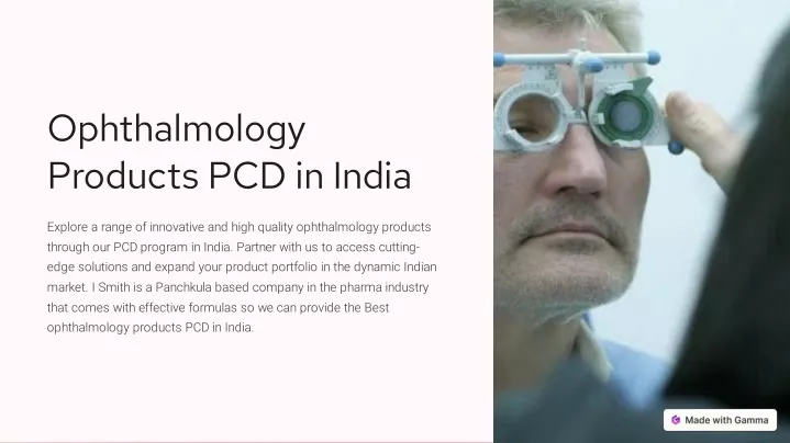 ophthalmology products pcd in india