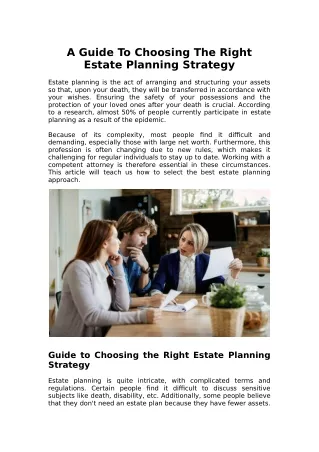 A Guide to Choosing the Right Estate Planning Strategy