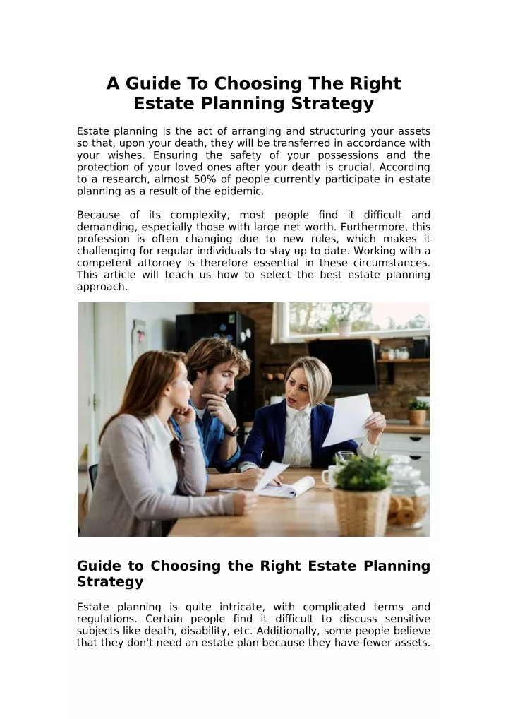 PPT - A Guide to Choosing the Right Estate Planning Strategy PowerPoint ...