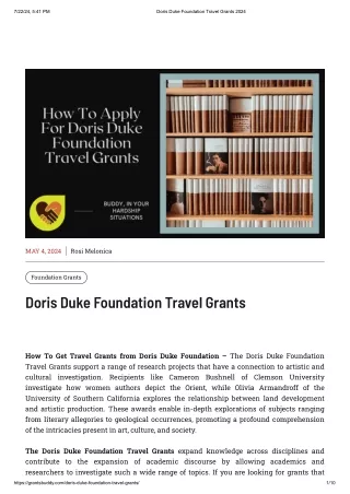 Doris Duke Foundation Travel Grants 2024