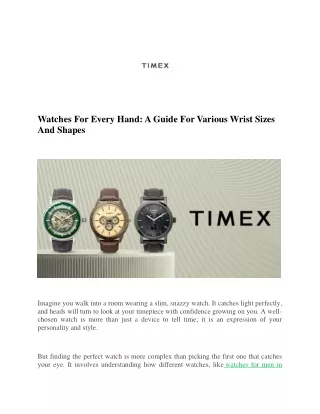 watches for every hand a guide for various wrist