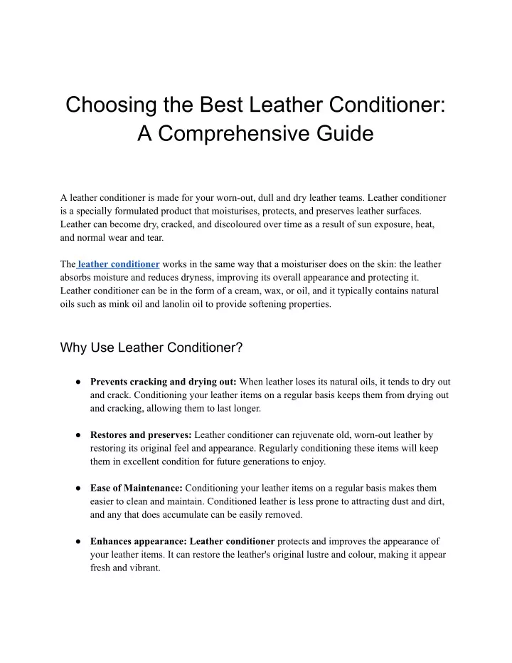 choosing the best leather conditioner