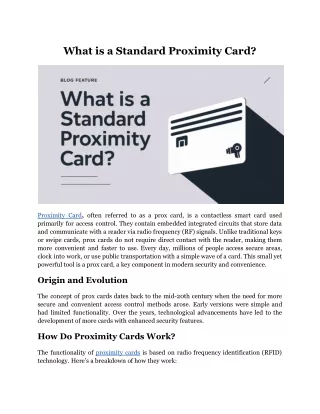 what is a standard proximity card