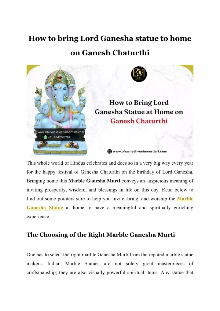 how to bring lord ganesha statue to home