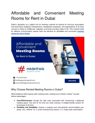 Affordable and Convenient Meeting Rooms for Rent in Dubai_ Power Up Your Presentations