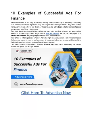 10 examples of successful ads for finance