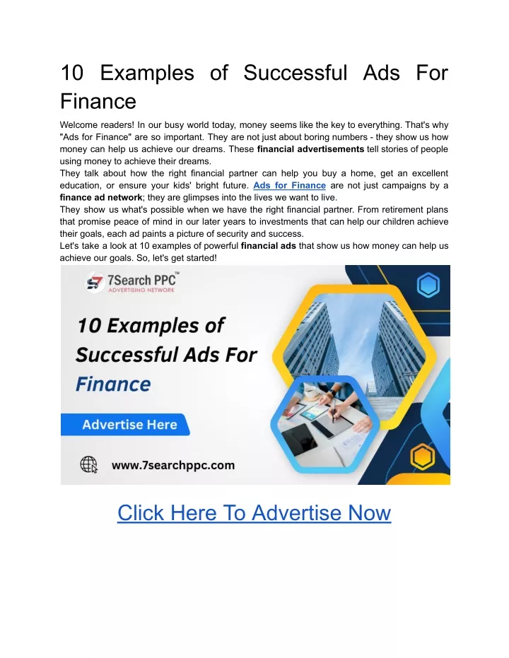 10 examples of successful ads for finance