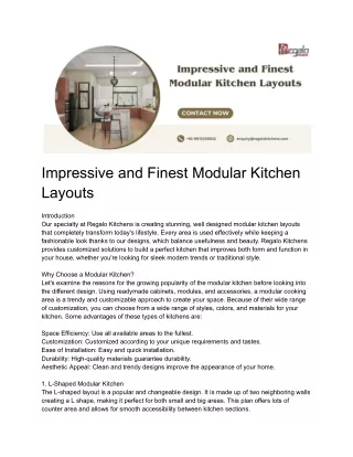 Impressive and Finest Modular Kitchen Layouts