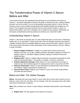the transformative power of vitamin c serum
