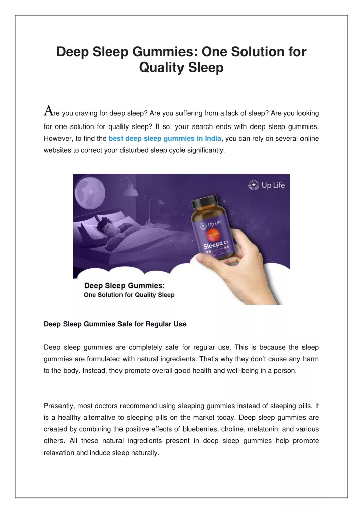 deep sleep gummies one solution for quality sleep