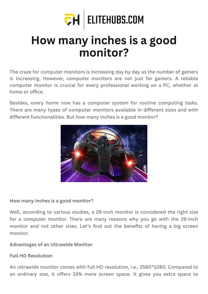 how many inches is a good monitor