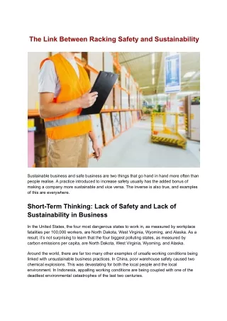 The Link Between Racking Safety and Sustainability