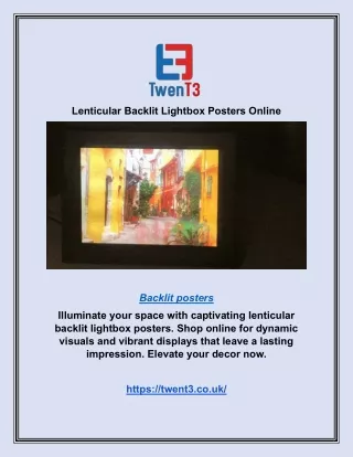 Lenticular Backlit Lightbox Posters Online