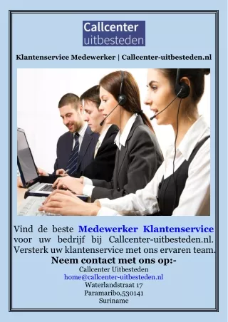 Klantenservice Medewerker  Callcenter-uitbesteden.nl