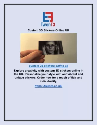 Custom 3D Stickers Online UK