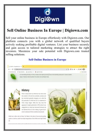 Sell Online Business In Europe Digiown.com