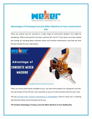 Concrete Mixer Machine Manufacturer in Ahmedabad India