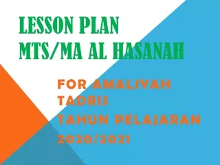 lesson plan mts ma al hasanah