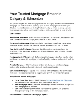 Your Trusted Mortgage Broker in Calgary & Edmonton