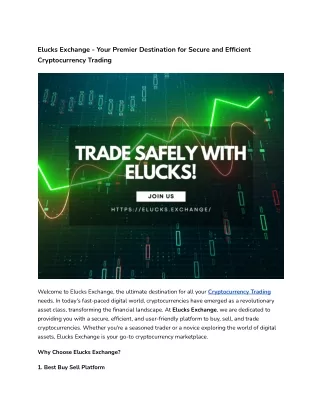 Elucks Exchange - Your Premier Destination for Secure and Efficient Cryptocurren
