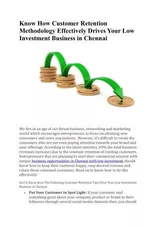 Know How Customer Retention Methodology Effectively Drives Your Low Investment Business in Chennai (1)